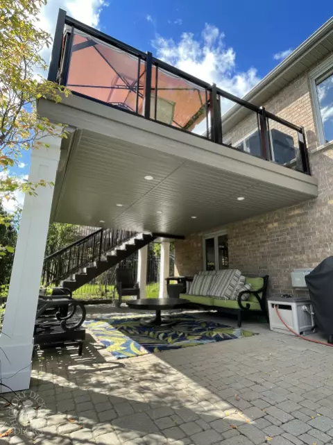 Azek High Deck with Glass Rail in Kitchener Azek High Deck with Glass Rail in Kitchener