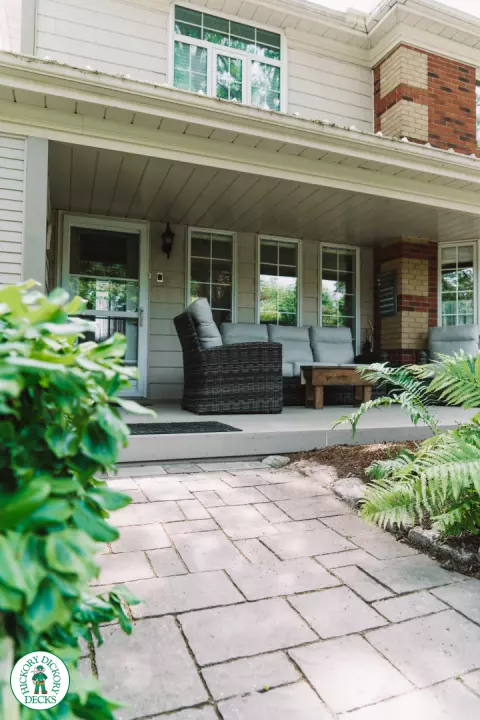 Composite porch in grey shade
