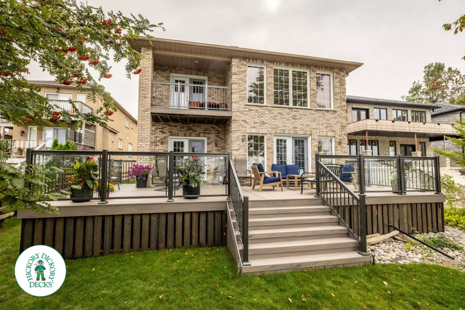 TruNorth Deck in Wasaga Beach with glass rails and lake view