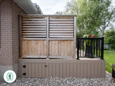 Clubhouse deck with privacy screens and aluminum railings in Scarborough