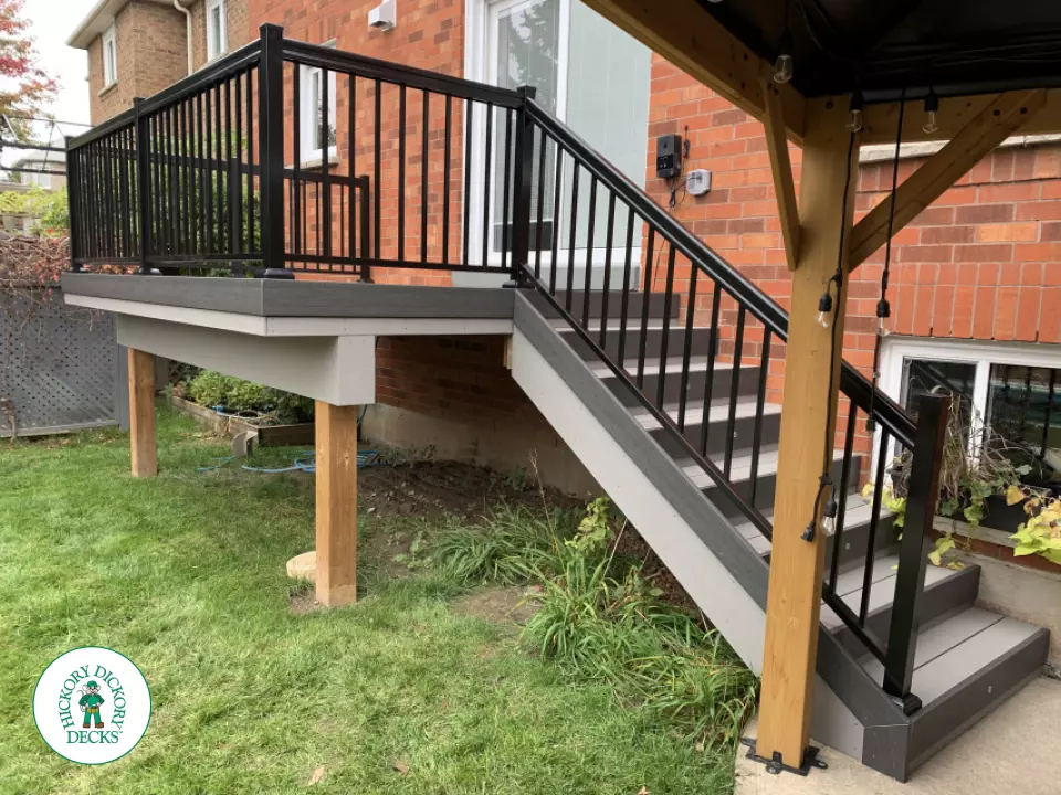 Clubhouse deck with aluminum rail and lights in Mississauga