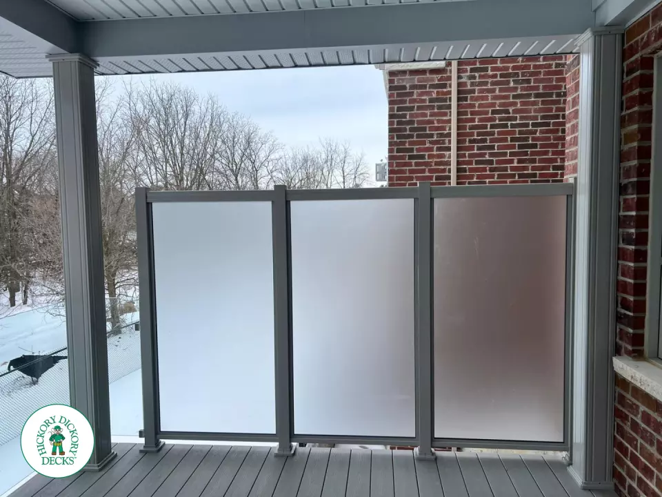 Clubhouse high deck with glass railing in Stouffville