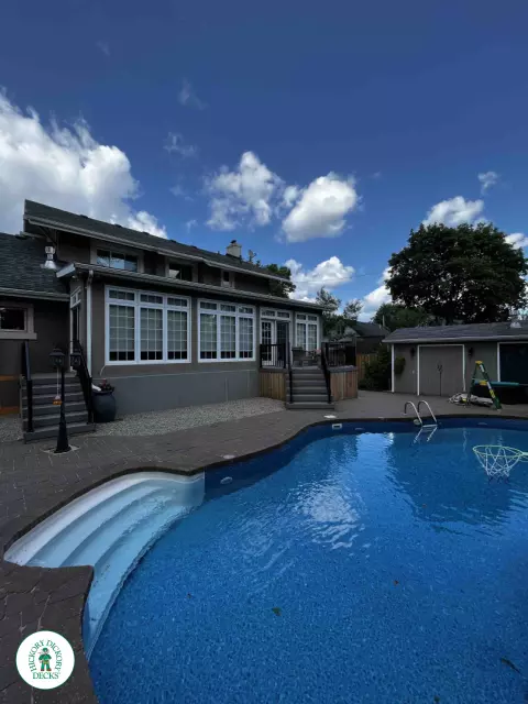 Small grey fiberon deck with black aluminum railing