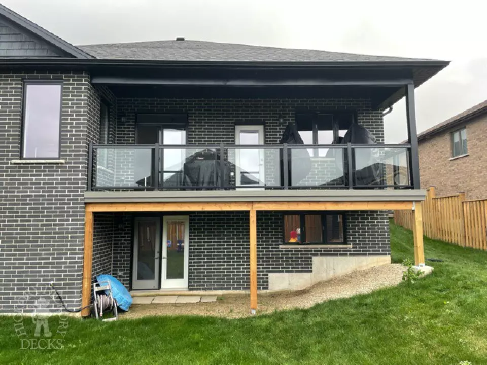 Timbertech High Deck in Kitchener Ontario with Glass Rail Timbertech High Deck in Kitchener Ontario with Glass Rail