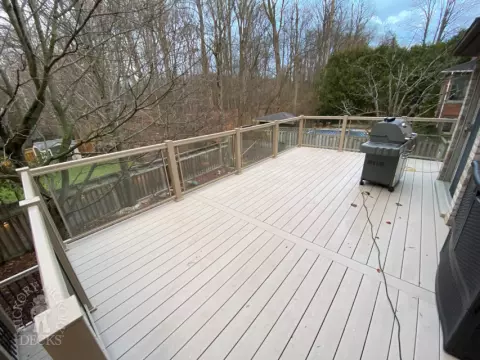 2 Level Clubhouse Deck with Glass Railing in Aurora