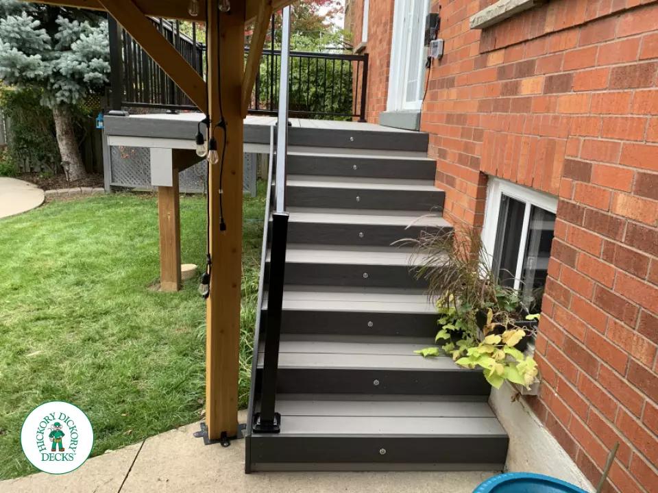 Clubhouse deck with aluminum rail and lights in Mississauga