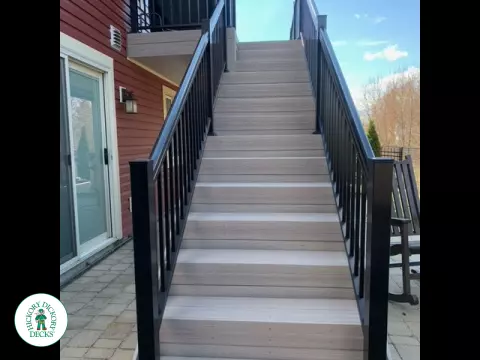 Small high composite deck with stairs.