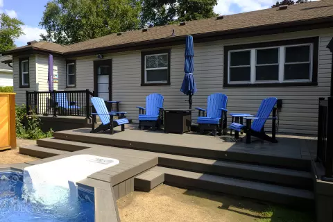 Brown composite pool deck Brown composite pool deck