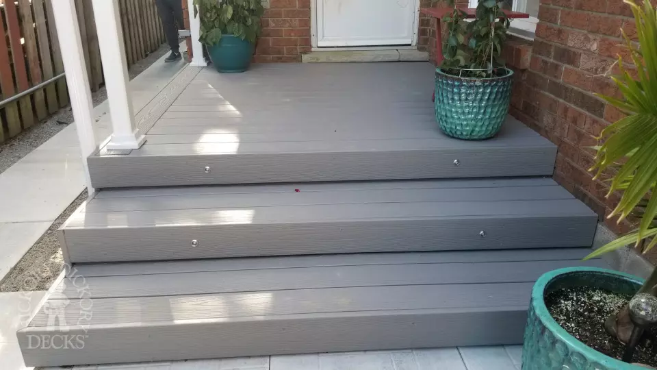 Back Door Fiberon Porch with Stair Lights in Hamilton Mountain