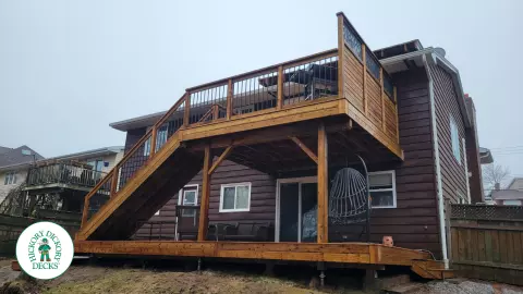 Pressure treated 2-level deck in Dartmouth