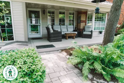 Composite porch in grey shade