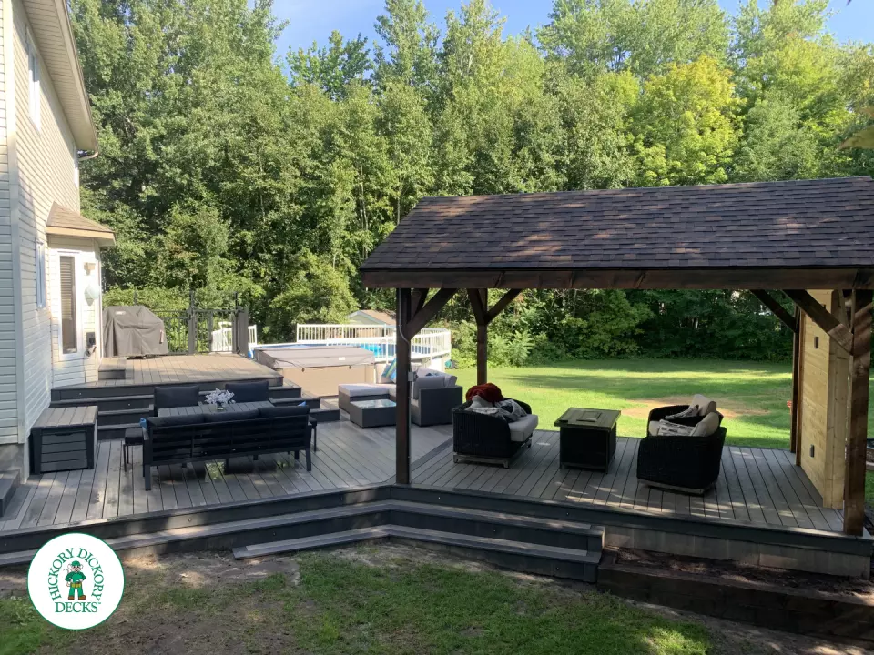 Clubhouse deck with custom Pavilion and deck lights in Ottawa Clubhouse deck with custom Pavilion and deck lights in Ottawa