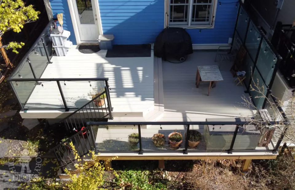 Clubhouse Deck with glass rail in Calgary