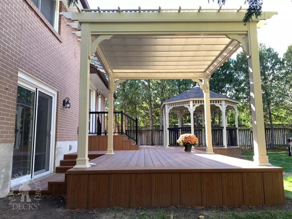 Zuri custom deck with pergola and gazebo in Mississauga Zuri custom deck with pergola and gazebo in Mississauga