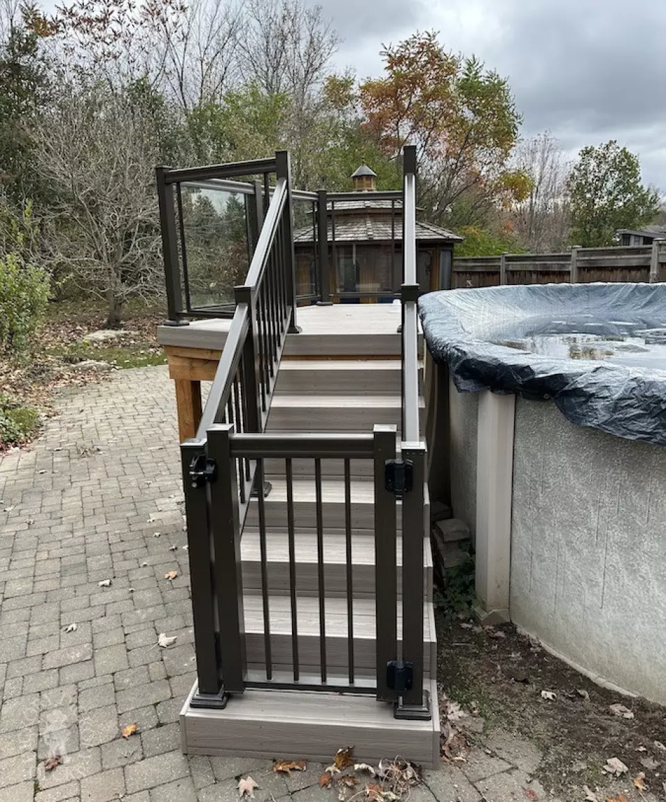 Fiberon Pool Deck with Glass Rail in Newmarket