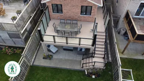 Elevated Azek Deck with Glass Rail and Privacy Elevated Azek Deck with Glass Rail and Privacy