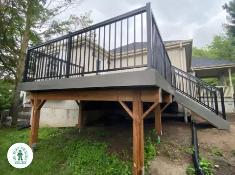 Armadillo deck with aluminum railing in Aurora