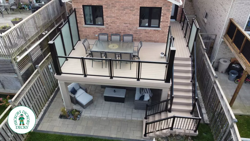Elevated Azek Deck with Glass Rail and Privacy Elevated Azek Deck with Glass Rail and Privacy