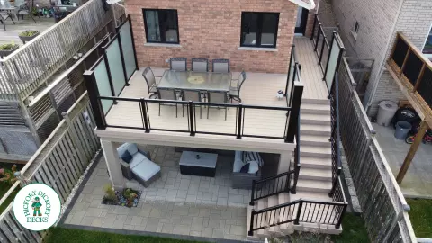 Elevated Azek Deck with Glass Rail and Privacy Elevated Azek Deck with Glass Rail and Privacy
