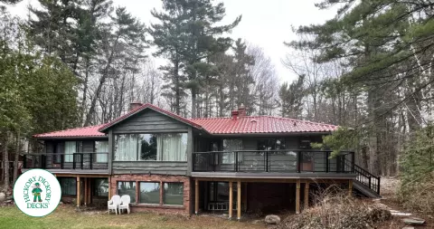 Azek high deck with glass railings in Barrie Azek high deck with glass railings in Barrie