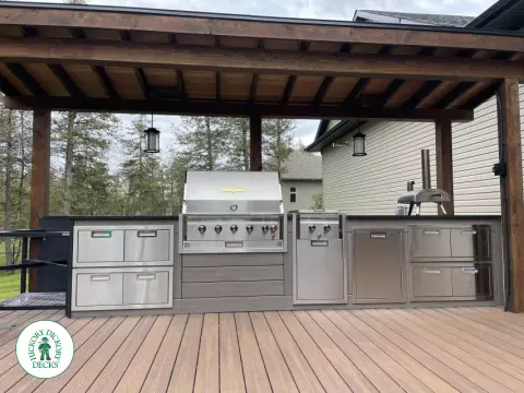 Fiberon Deck with Outdoor Kitchen and Custom Roof in Kempville Ontario