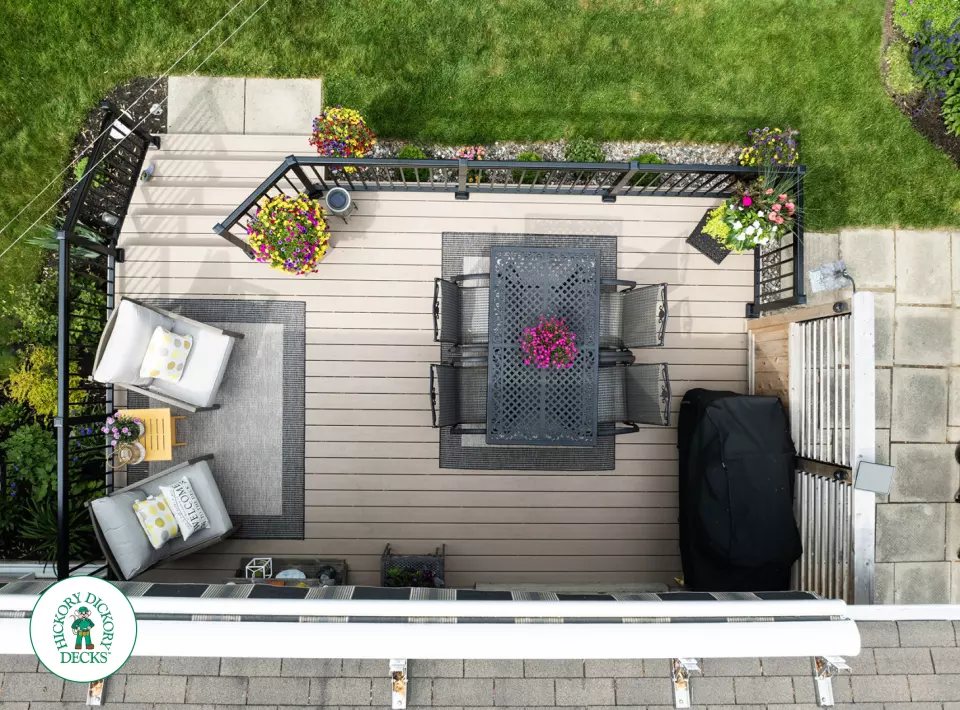 Clubhouse deck with privacy screens and aluminum railings in Scarborough