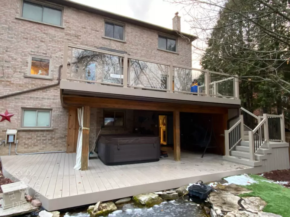 2 Level Clubhouse Deck with Glass Railing in Aurora