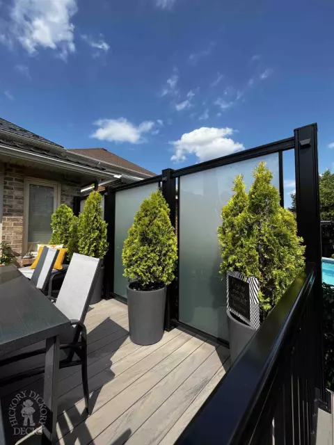 TruNorth Deck with Aluminum Railings, Privacy Screen and LIghts TruNorth Deck with Aluminum Railings, Privacy Screen and LIghts