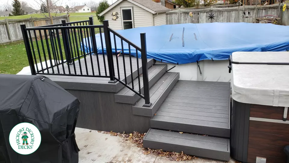 Small Clubhouse Deck with Aluminum Railings in Lambton County