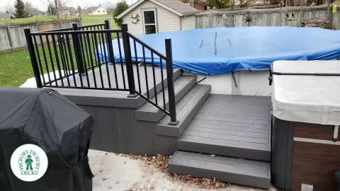 Small Clubhouse Deck with Aluminum Railings in Lambton County