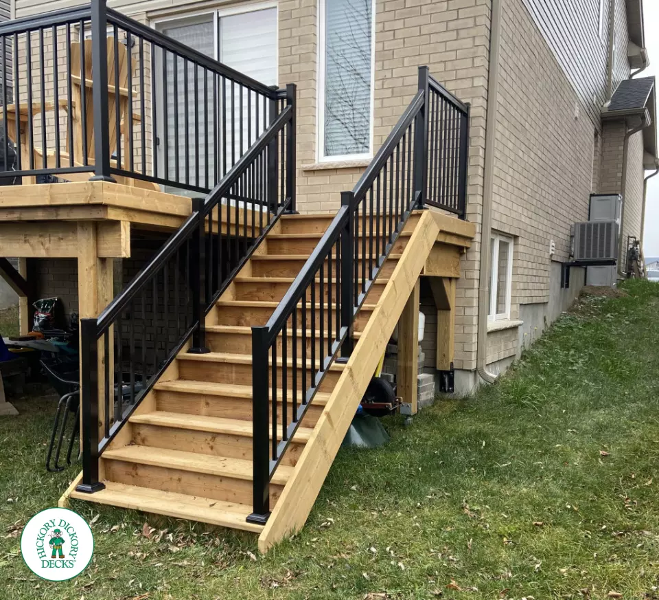 Pressure Treated Custom Deck with Aluminum Railing in London Ontario