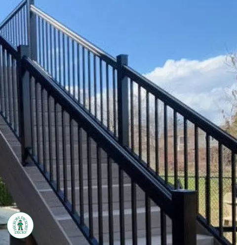 Small high composite deck with stairs.
