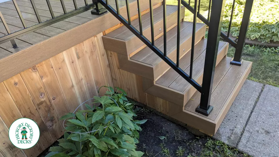 Clubhouse porch with lights and aluminum railings in Edmonton