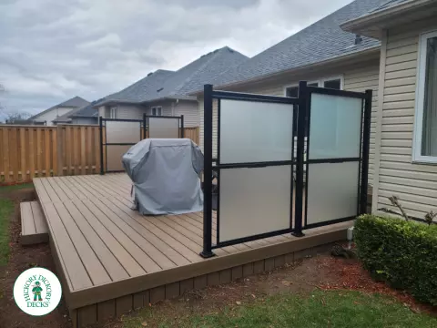 Trex low deck with privacy screens in Brampton