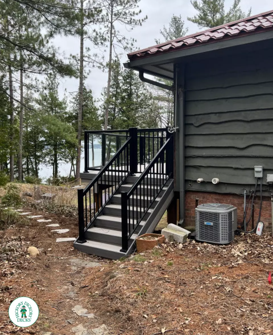 Azek high deck with glass railings in Barrie Azek high deck with glass railings in Barrie
