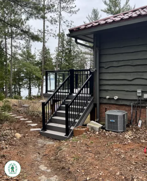 Azek high deck with glass railings in Barrie Azek high deck with glass railings in Barrie