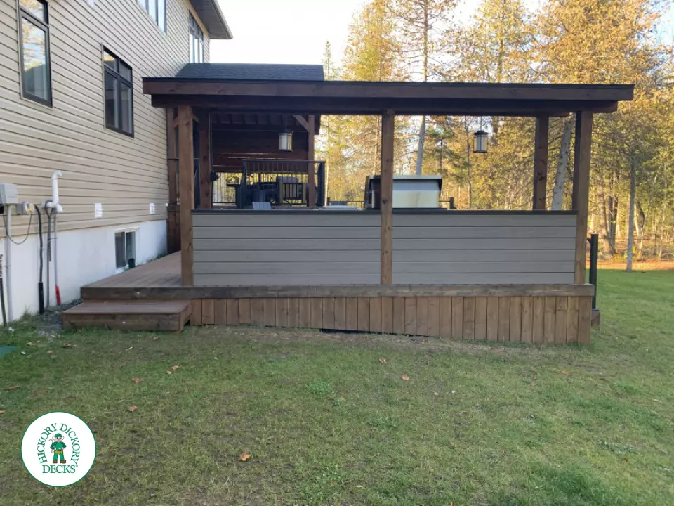Fiberon Deck with Outdoor Kitchen and Custom Roof in Kempville Ontario