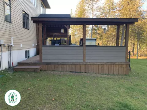 Fiberon Deck with Outdoor Kitchen and Custom Roof in Kempville Ontario