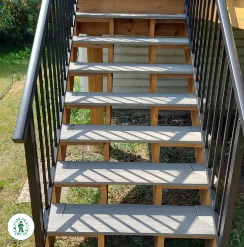 Evalast deck with aluminum railings in Calgary