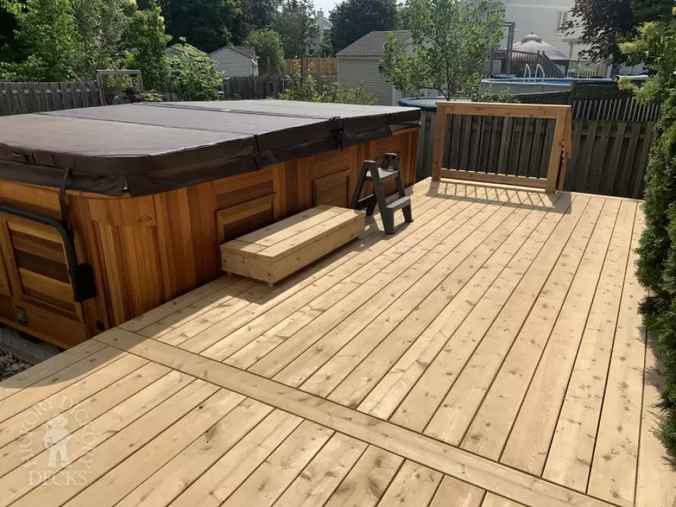 Custom Cedar Hot Tub Deck in Kanata