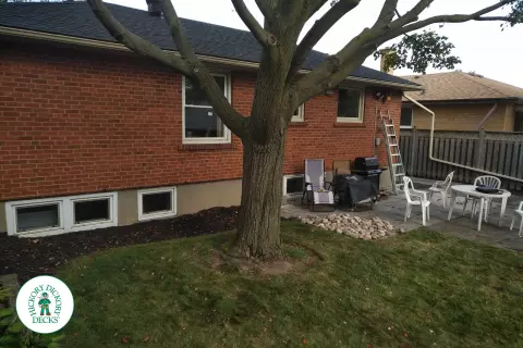 Before picture of this clubhouse deck