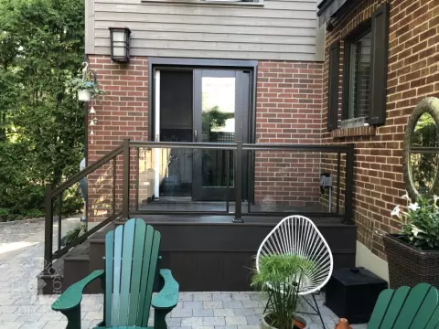 Clubhouse porch with glass rail in Etobicoke Clubhouse porch with glass rail in Etobicoke