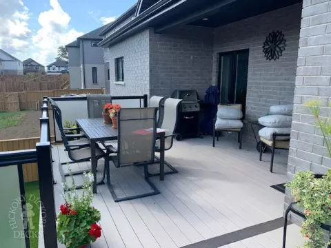 Azek Deck with Glass Rail and Privacy Screens in St. Jacobs Ontario Azek Deck with Glass Rail and Privacy Screens in St. Jacobs Ontario
