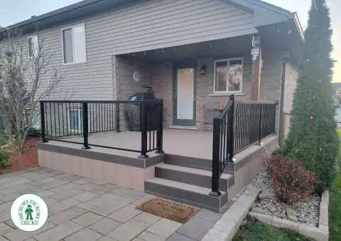 Clubhouse deck with glass railing in St. Thomas Clubhouse deck with glass railing in St. Thomas