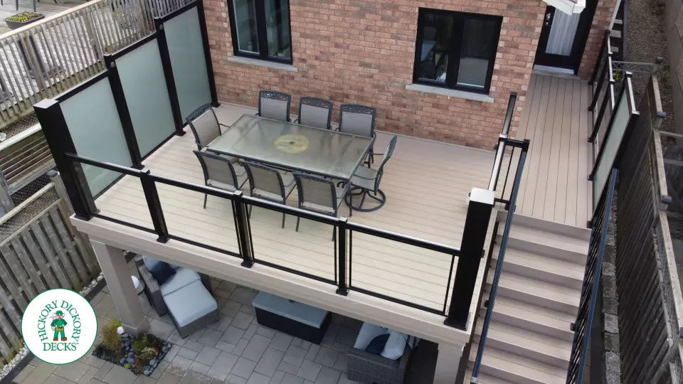 Elevated Azek Deck with Glass Rail and Privacy Elevated Azek Deck with Glass Rail and Privacy