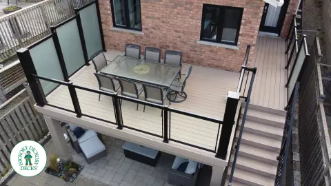 Elevated Azek Deck with Glass Rail and Privacy Elevated Azek Deck with Glass Rail and Privacy