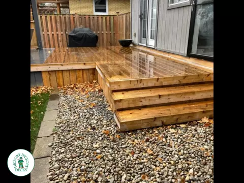Cedar deck with pergola and privacy screens