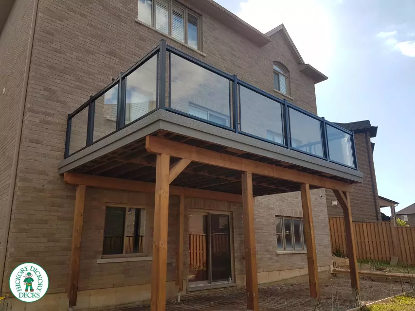 High walk out Fiberon deck with glass railing