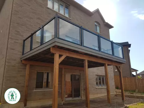 High walk out Fiberon deck with glass railing