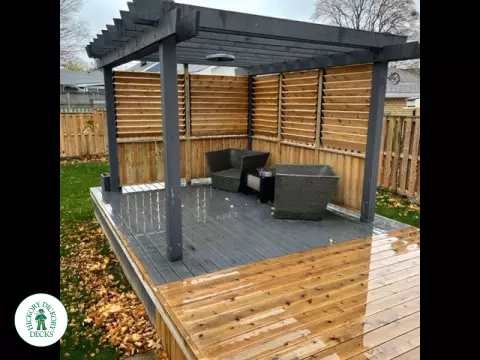Cedar deck with pergola and privacy screens
